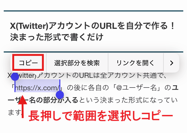 X(Twitter)　URL　リンク