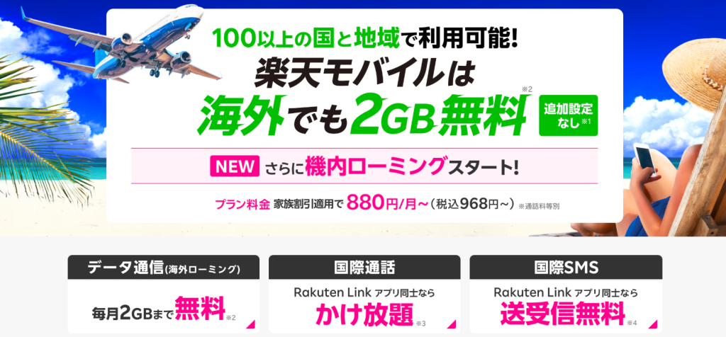 楽天モバイルのクーポン 海外利用