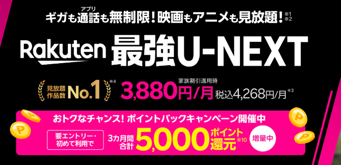 楽天モバイルのRakuten最強U-NEXT