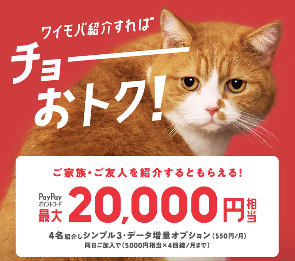 ワイモバイル 紹介キャンペーン キャッシュバック
